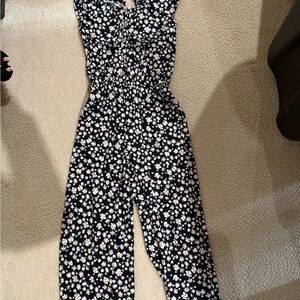 Justice Black and White Floral Jumpsuit